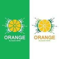 vetor de ícone de logotipo de frutas laranja frescas, fatia de limão