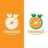 vetor de ícone de logotipo de frutas laranja frescas, fatia de limão