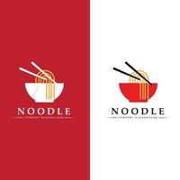 uma coleção de inspiração de logotipo de macarrão. comida chinesa e modelo de design de tigela. ilustração do conceito retro vetor