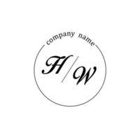 inicial hw logotipo monograma carta minimalista vetor