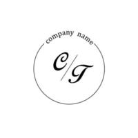 inicial ct logotipo monograma carta minimalista vetor