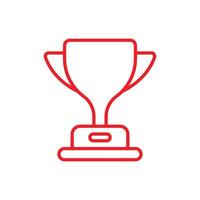 ícone de linha de copo de troféu de vetor vermelho eps10 isolado no fundo branco. símbolo do troféu vencedor em um estilo moderno simples e moderno para o design do seu site, logotipo, pictograma, interface do usuário e aplicativo móvel