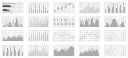 conjunto de ícones de gráfico crescente de negócios. estatísticas de negócios e ícone de vetor de análise. conjunto de ícones de análise de gráficos e gráficos de negócios.