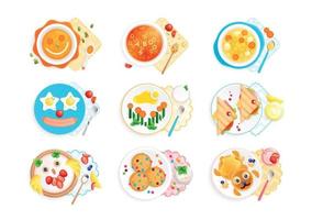 conjunto de ícones de pratos infantis vetor
