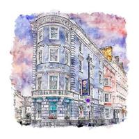 arquitetura londres esboço em aquarela ilustração desenhada à mão vetor