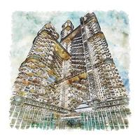 Mumbai Maharashtra esboço em aquarela ilustração desenhada à mão vetor