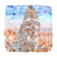 coimbra portugal esboço em aquarela ilustração desenhada à mão vetor