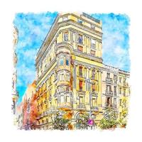 carrer gran de gracia barcelona esboço em aquarela ilustração desenhada à mão vetor