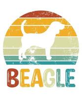 engraçado beagle vintage retro pôr do sol silhueta presentes amante de cães proprietário de cães camiseta essencial vetor