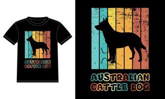 engraçado cão de gado australiano vintage retro pôr do sol silhueta presentes amante de cães proprietário de cães camiseta essencial vetor