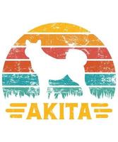 engraçado akita vintage retro pôr do sol silhueta presentes amante de cães proprietário de cães camiseta essencial vetor