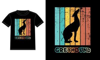 modelo de design de t-shirt por do sol vintage retrô de galgo engraçado, placa de galgo, adesivo de janela de carro, vagem, capa, fundo branco isolado, presente de silhueta para amante de galgo vetor