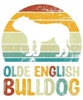 engraçado olde buldogue inglês vintage retro pôr do sol silhueta presentes amante de cães proprietário de cães camiseta essencial vetor