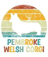 engraçado pembroke welsh corgi vintage retro pôr do sol silhueta presentes amante de cães proprietário de cães camiseta essencial vetor