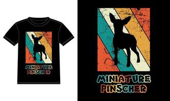 engraçado pinscher miniatura vintage retro pôr do sol silhueta presentes amante de cães proprietário de cães camiseta essencial vetor