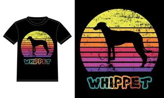 engraçado whippet vintage retro pôr do sol silhueta presentes amante de cães proprietário de cães camiseta essencial vetor