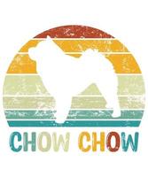 engraçado chow chow vintage retro pôr do sol silhueta presentes amante de cães proprietário de cães camiseta essencial vetor