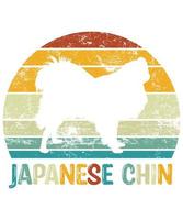 engraçado queixo japonês vintage retro pôr do sol silhueta presentes amante de cães proprietário de cães camiseta essencial vetor