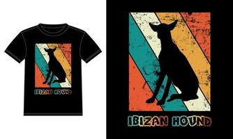 engraçado ibizan hound retro vintage sunset t-shirt modelo de design, placa de ibizan hound, adesivo de janela de carro, vagem, capa, fundo branco isolado, presente de silhueta para o amante de ibizan hound vetor