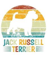 engraçado jack russell terrier vintage retro pôr do sol silhueta presentes amante de cães proprietário de cães camiseta essencial vetor