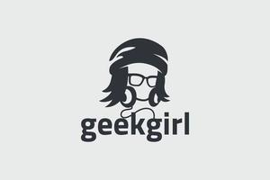 logotipo da garota geek com uma cabeça de menina ou mulher para qualquer negócio. vetor