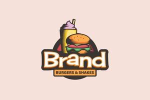 logotipo de hambúrguer e shakes para qualquer negócio, especialmente para fast food, restaurante, café, etc. vetor