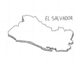 mão desenhada do mapa 3d de el salvador em fundo branco. vetor