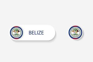 bandeira de botão de belize na ilustração de forma oval com a palavra de belize. e botão bandeira belize. vetor