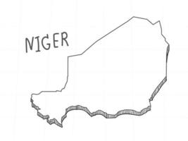 mão desenhada do mapa 3d do Níger em fundo branco. vetor