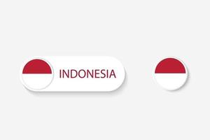 bandeira de botão indonésia na ilustração de forma oval com a palavra da indonésia. e botão bandeira Indonésia. vetor
