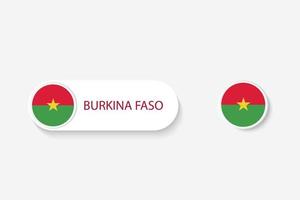 bandeira de botão de burkina faso na ilustração de forma oval com a palavra de burkina faso. e botão bandeira Burkina Faso. vetor