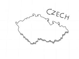 mão desenhada de mapa 3d checo sobre fundo branco. vetor