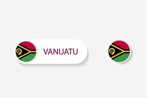 bandeira de botão vanuatu na ilustração de forma oval com a palavra de vanuatu. e botão de bandeira vanuatu. vetor