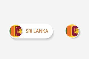 bandeira de botão do sri lanka na ilustração de forma oval com a palavra do sri lanka. e botão bandeira sri lanka. vetor