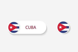 bandeira de botão cuba na ilustração de forma oval com palavra de cuba. e botão sinalizador cuba. vetor