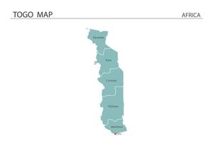 togo mapa ilustração vetorial sobre fundo branco. mapa tem todas as províncias e marca a capital do togo. vetor