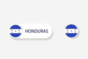 bandeira de botão de honduras na ilustração de forma oval com palavra de honduras. e botão bandeira honduras. vetor