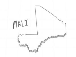 mão desenhada de mapa 3d mali em fundo branco. vetor