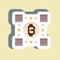 tecnologia de bitcoins de adesivo. apropriado para o símbolo de educação. design simples editável. vetor de modelo de design. ilustração simples