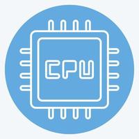 CPU ícone. adequado para o símbolo de componentes de computador. estilo de olhos azuis. design simples editável. vetor de modelo de design. ilustração simples