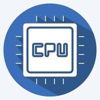 CPU ícone. adequado para o símbolo de componentes de computador. estilo de sombra longa. design simples editável. vetor de modelo de design. ilustração simples