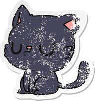 desenho de adesivo angustiado de gato kawaii fofo vetor