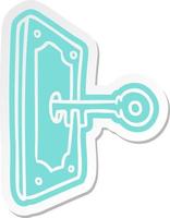adesivo de desenho animado de uma maçaneta de porta vetor