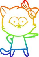 desenho de linha de gradiente de arco-íris gato de desenho animado vetor