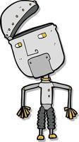 adesivo de um robô engraçado de desenho animado vetor