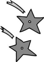 doodle dos desenhos animados de estrelas ninja vetor