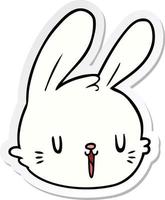 adesivo de um rosto de coelho de desenho animado vetor