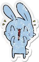 vinheta angustiada de um coelho de desenho animado fofo vetor