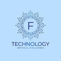 letra f limites de tecnologia elemento de design de logotipo de vetor inicial de inteligência artificial