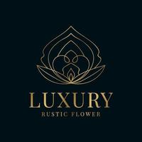 elemento de design de logotipo de vetor decorativo de flor rústica luxuosa